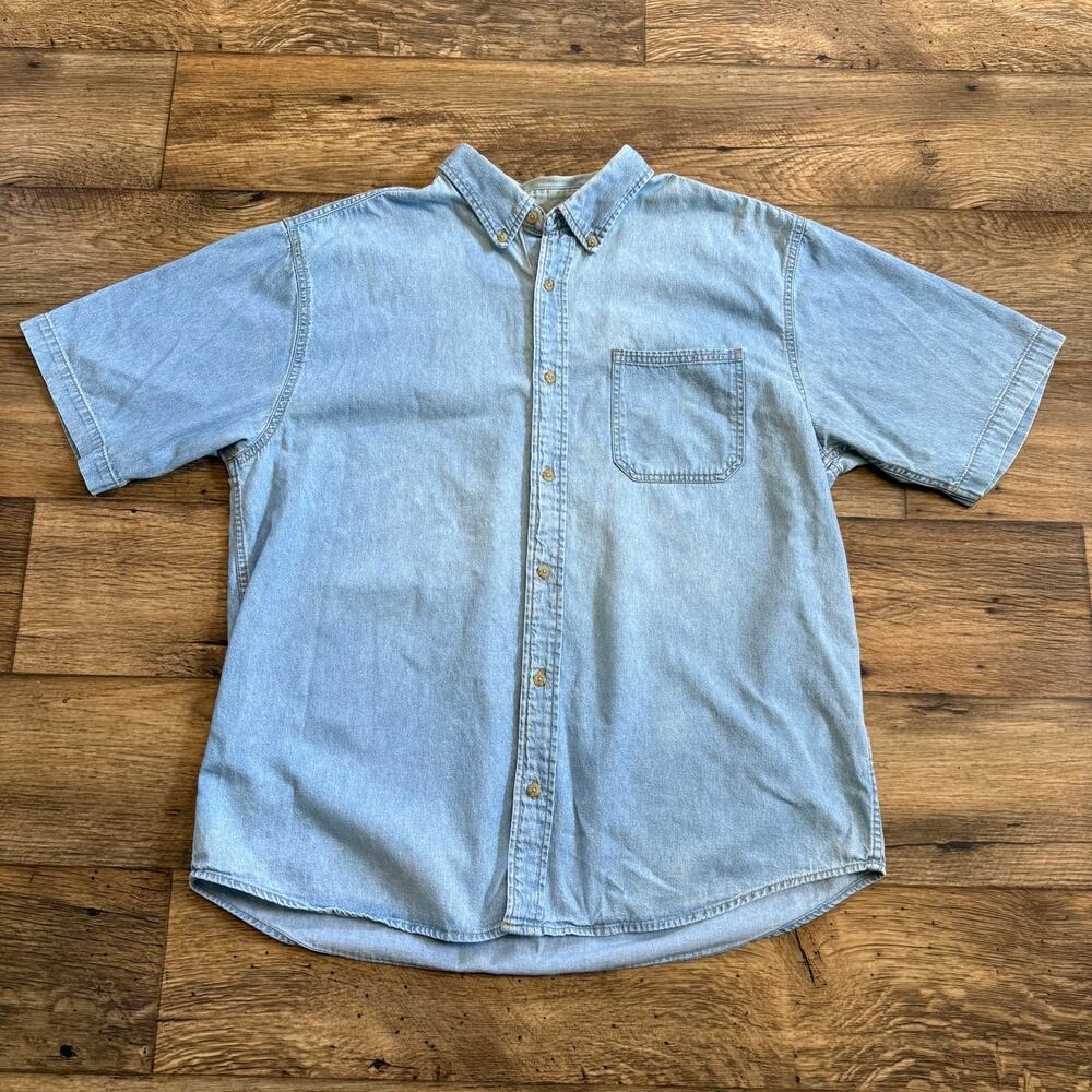 Vintage 90s Route 66 Denim Short Sleeve Button Down